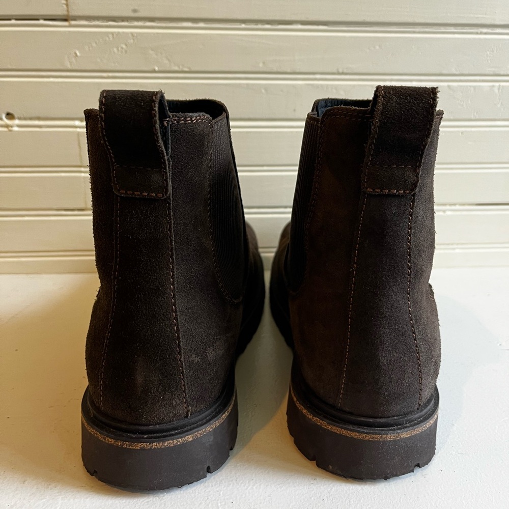 Women’s Birkenstock Highwood Slip On Suede Chelsea Boots Dark Brown Mocha - Picture 5 of 12